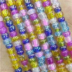 Mixed Color Lampwork Glass Rondelle Beads Electroplated, approx 4mm [GS2339-4MM]
