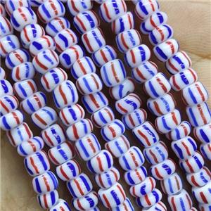 Lampwork Rondelle Beads BlueRed, approx 4mm [GS2341]