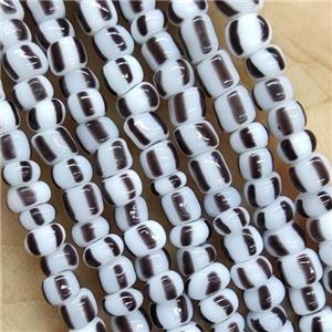 Lampwork Rondelle Beads White Black, approx 4mm [GS2342]