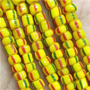 Yellow Lampwork Glass Rondelle Beads, approx 5mm [GS2343]