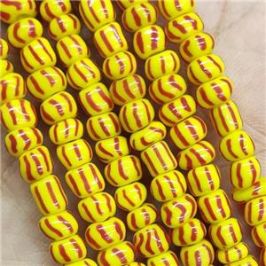 Yellow Lampwork Rondelle Beads, approx 4mm [GS2344]