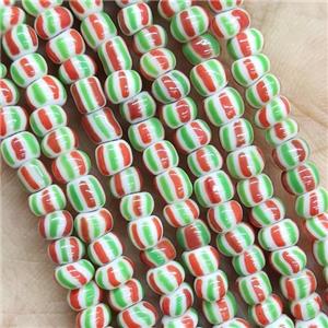 GreenRed Lampwork Rondelle Beads, approx 4mm [GS2345]