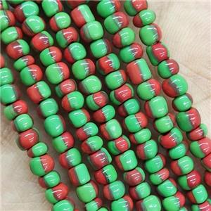 GreenRed Lampwork Rondelle Beads, approx 4mm [GS2346]