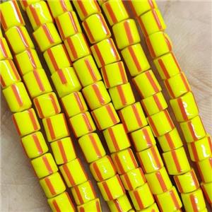 Yellow Lampwork Glass Tube Beads, approx 4mm [GS2350]