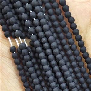 Black Glass Seed Beads Round Matte, approx 2.7mm [GS2367]