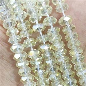 Lt.Yellow Crystal Glass Beads Faceted Rondelle AB-Color, approx 3x6mm [GS2393]