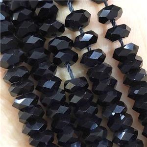 Black Crystal Glass Beads Faceted Rondelle, approx 3x6mm [GS2397]