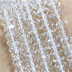 Clear Crystal Glass Beads Faceted Rondelle, approx 3x6mm [GS2398-3X6MM]