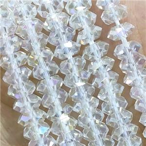 Clear Crystal Glass Beads Faceted Rondelle AB-Color, approx 3x6mm [GS2399]