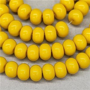 Yellow Jadeite Glass Rondelle Beads, approx 10mm, 50pcs per st [GS2409]