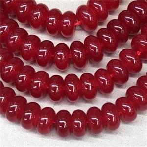 Jadeite Glass Rondelle Beads Red, approx 10mm, 50pcs per st [GS2413]