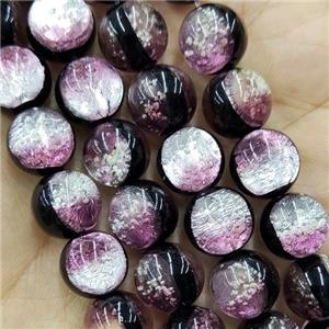 Pink Foil Glass Beads Round Smooth, approx 6mm, 60pcs per st [GS2422-6MM]