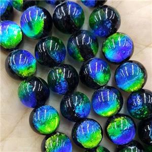 BlueGreen Foil Lampwork Glass Beads Round Smooth, approx 10mm, 40pcs per st [GS2424-10MM]