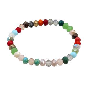 Crystal Glass Bracelet Stretchy Multicolor Faceted Rondelle, approx 6mm [GS2425]