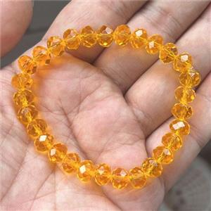 Orange Crystal Glass Bracelet Stretchy Faceted Rondelle, approx 8mm [GS2426]