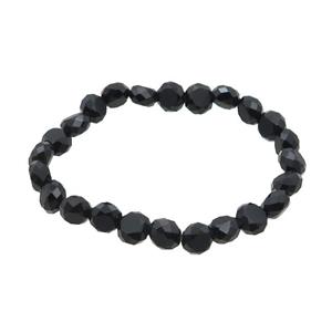 Black Crystal Glass Bracelet Stretchy, approx 8mm [GS2432]