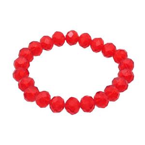 Red Crystal Glass Bracelet Stretchy Faceted Rondelle, approx 10mm [GS2434]