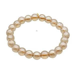 Champagne Crystal Glass Bracelet Stretchy Smooth Round, approx 8mm dia [GS2437]
