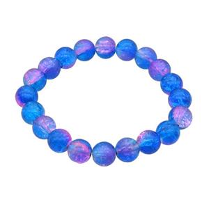 Crackle Glass Bracelet Stretchy Smooth Round, approx 10mm dia [GS2452]