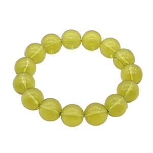 Olive Crystal Glass Bracelet Stretchy Smooth Round, approx 14mm dia [GS2454]