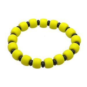 Yellow Jadeite Glass Bracelet Stretchy Rondelle, approx 10mm [GS2458]
