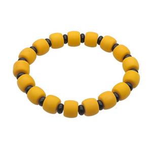 Orange Jadeite Glass Bracelet Stretchy Rondelle, approx 10mm [GS2459]