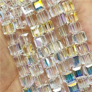 Crystal Glass Beads Faceted Cube, approx 8mm, 100pcs per st [GS2470]