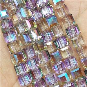 Crystal Glass Beads Faceted Cube, approx 8mm, 100pcs per st [GS2471]
