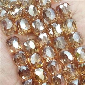 Champagne Crystal Glass Beads Faceted Barrel, approx 10mm, 50pcs per st [GS2474]