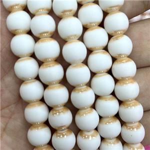 White Jadeite Glass Beads Smooth Round, approx 4mm dia [GS2476-4MM]