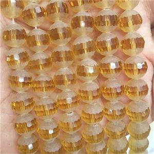 Round Golden Crystal Glass Beads Matte Faceted, approx 10mm dia [GS2479]