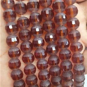 Round Orangeamber Crystal Glass Beads Matte Faceted, approx 10mm dia [GS2480]