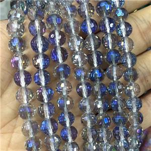 Crystal Glass Beads Faceted Round Blue, approx 10mm dia, 40pcs per st [GS2482-10MM]