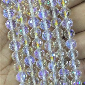 Crystal Glass Beads Faceted Round Clear AB-Color, approx 8mm dia, 48pcs per st [GS2488-8MM]