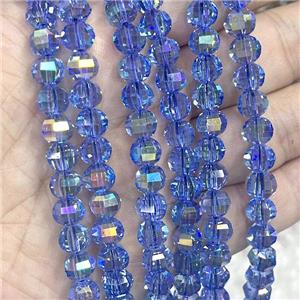 Crystal Glass Beads Cut Round Blue AB-Color, approx 8mm dia, 48pcs per st [GS2500]