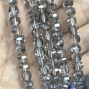 Smoky Crystal Glass Beads Cut Round Gray, approx 8mm dia, 48pcs per st [GS2502]