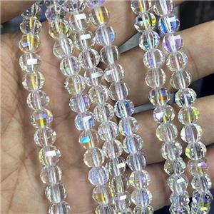 Crystal Glass Beads Cut Round Clear AB-Color, approx 8mm dia, 48pcs per st [GS2503]