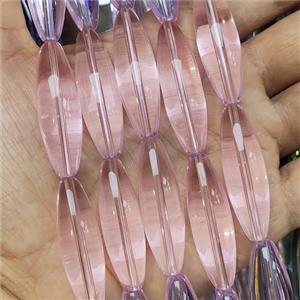Pink Crystal Glass Rice Beads, approx 12-40mm [GS2519]