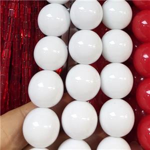 White Resin Beads Smooth Round, approx 16mm dia [GS2530-16MM]