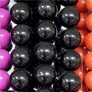Black Resin Beads Smooth Round, approx 16mm dia [GS2532-16MM]