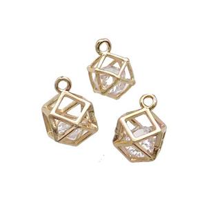 Copper Cuboid Pendant With Crystal Glass Gold Plated, approx 10mm [GS2548-10MM]