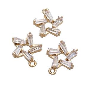 Copper Flower Connector Pave Crystal Glass Gold Plated, approx 12mm [GS2550]