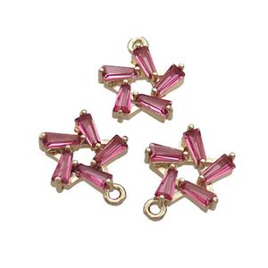 Copper Flower Connector Pave Pink Crystal Glass Gold Plated, approx 12mm [GS2552]