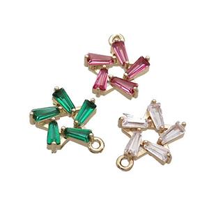 Copper Flower Connector Pave Crystal Glass Gold Plated Mixed, approx 12mm [GS2553]