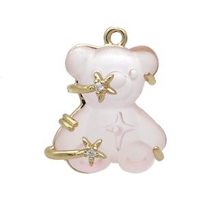 Lt.pink Resin Bear Pendant, approx 15-20mm [GS2562]