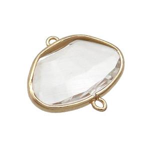 Copper Oval Connector Pave Crystal Glass Gold Plated, approx 16-25mm [GS2566]