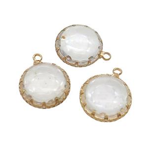 Copper Circle Pendant Pave Crystal Glass Gold Plated, approx 19mm [GS2568]
