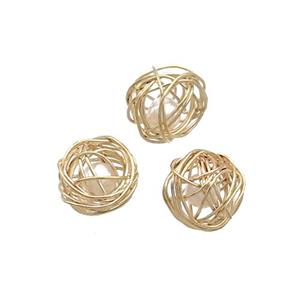 Copper Wire Ball Pendant With Plastic Gold Plated, approx 8-9mm [GS2569]