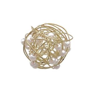 Copper Wire Ball Pendant With Plastic Gold Plated, approx 18mm [GS2570]