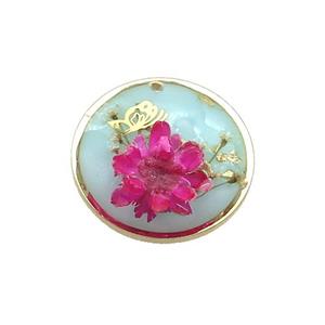 Blue Resin Circle Pendant Flower, approx 20mm [GS2577]